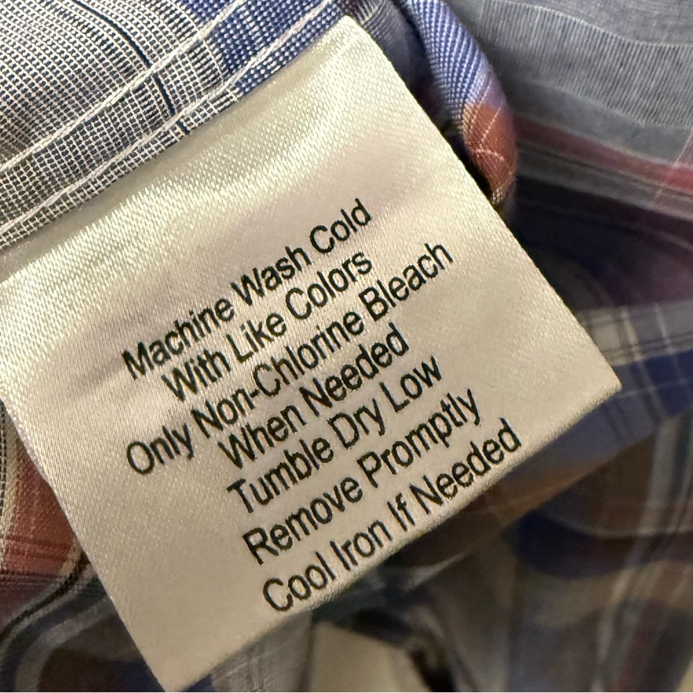 Egara Big & Tall 2XLT Non-Iron Plaid Button-Down Shirt Blue Pink Cotton Stretch - Picture 6 of 6